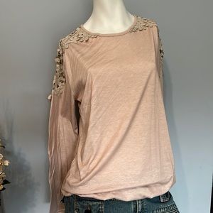 Women’s top size large w/ crocheted sleeves NIP Couldn’t return to Amazon!